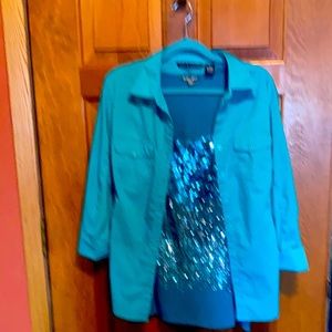 Ladies blouse and sequined shell. Both size xl.